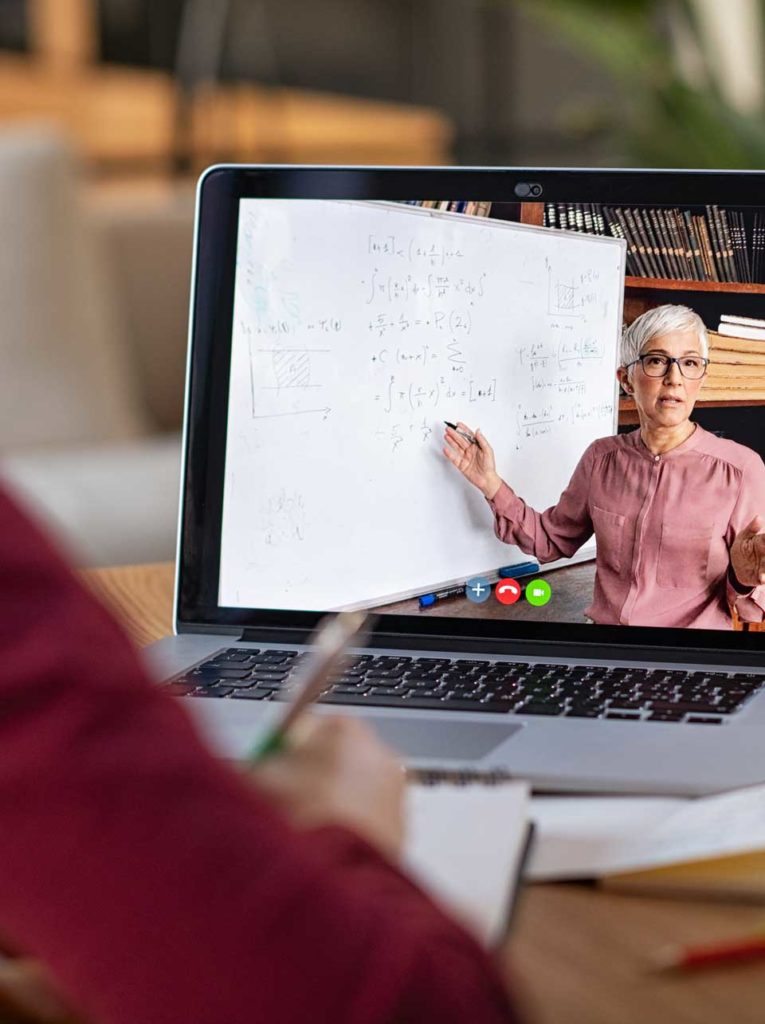 woman on computer screen teaching 