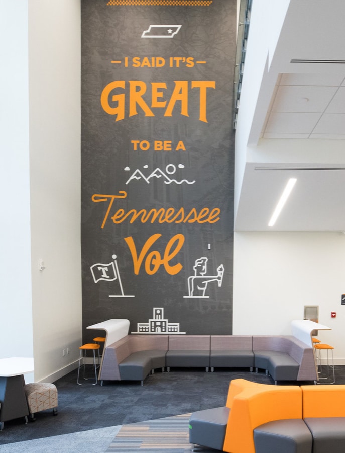 sign with orange words and grey background reads I said it's great to be a Tennessee vol